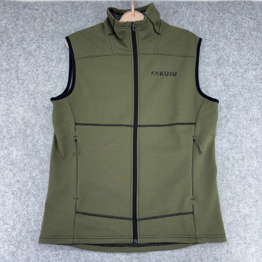 KUIU Peloton 240 Full Zip Vest Mens Medium Olive Green Wind Resistant Fleece